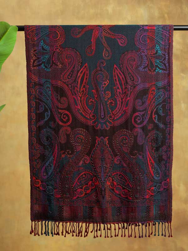 Badaam Jaal Merino Hand Bead Wrap - Hawthorn Multi