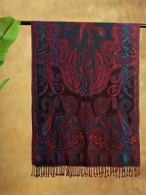 Badaam Jaal Merino Hand Bead Wrap - Hawthorn Multi