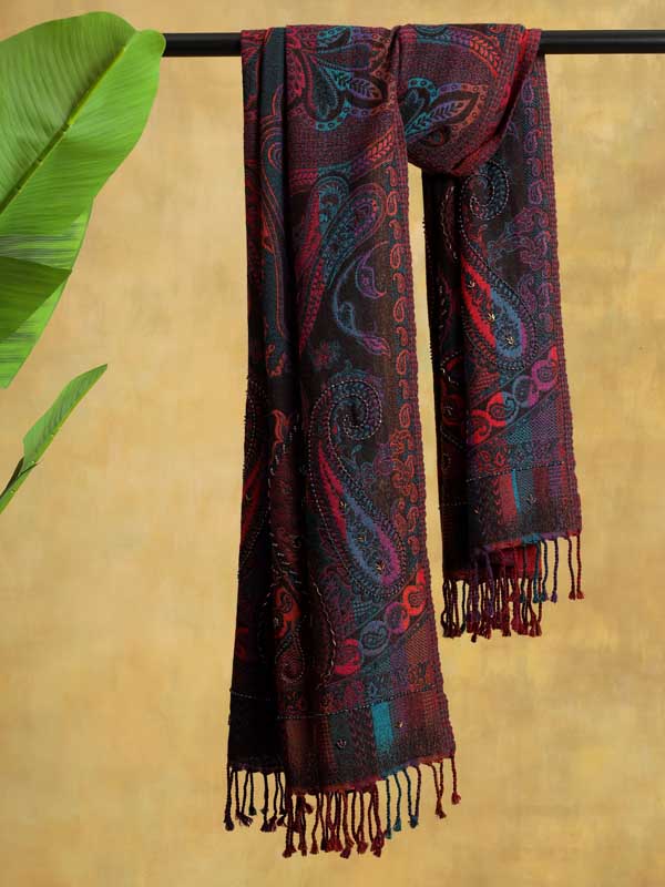 Badaam Jaal Merino Hand Bead Wrap - Hawthorn Multi