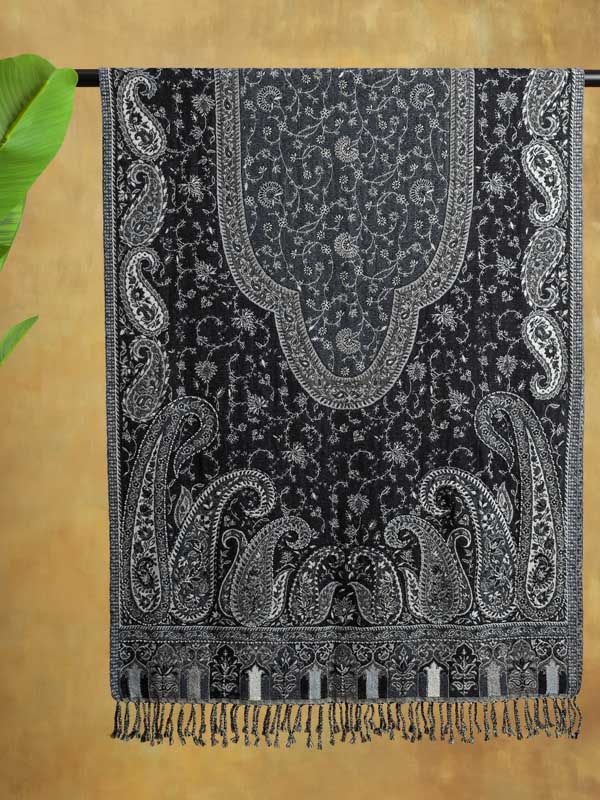 Enseign Blue Paisley Hand Bead Merino Wrap