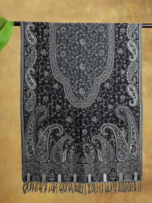 Enseign Blue Paisley Hand Bead Merino Wrap