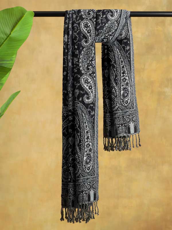 Enseign Blue Paisley Hand Bead Merino Wrap