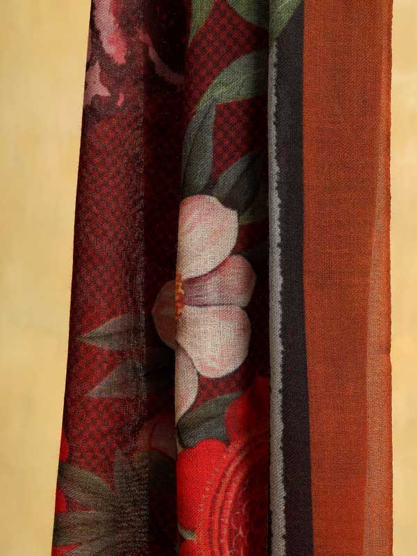 Roaring Tigress Merino Wool Stole - Navy, Multi