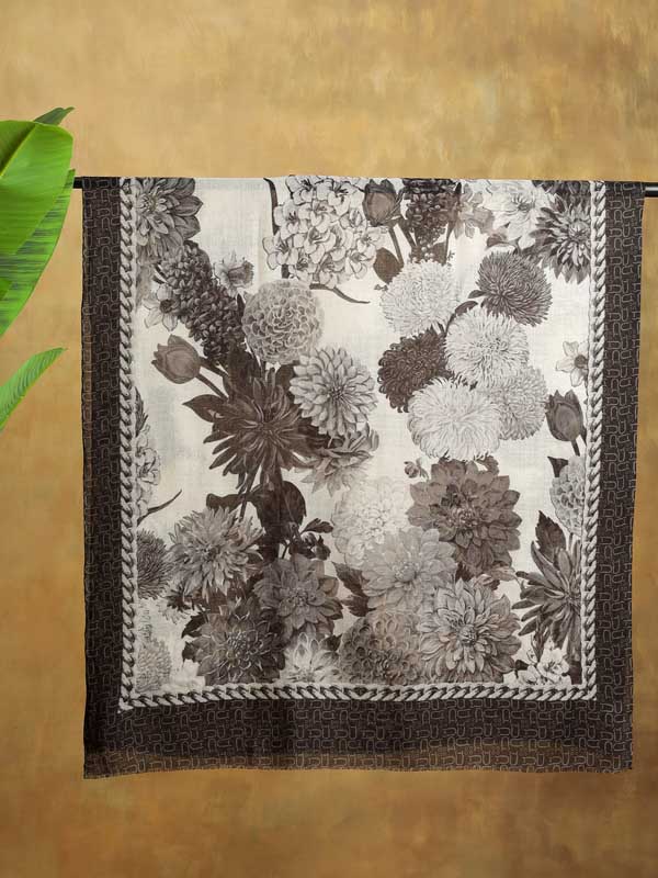 Petal Poetry Wool Scarf - Monochrome