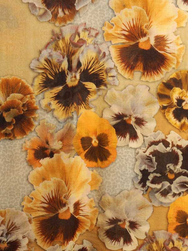 Floral Skin Print Merino Wool Scarf - Butterscotch