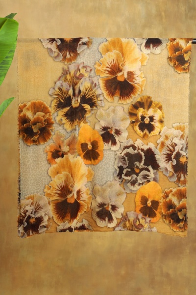 Floral Skin Print Merino Wool Scarf - Butterscotch