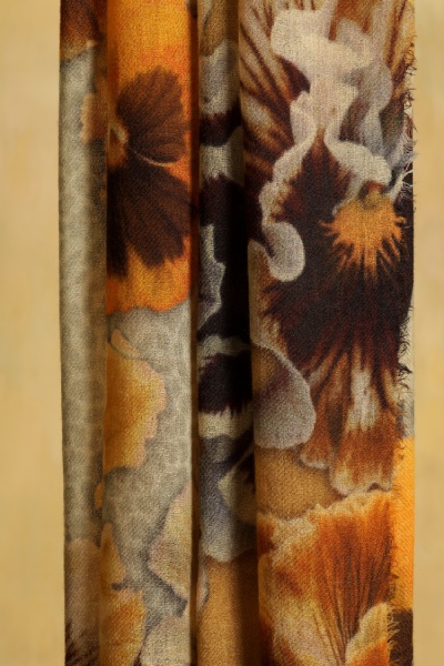 Floral Skin Print Merino Wool Scarf - Butterscotch