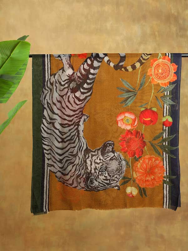 Roaring Tigress Merino Wool Stole - Sudan Brown