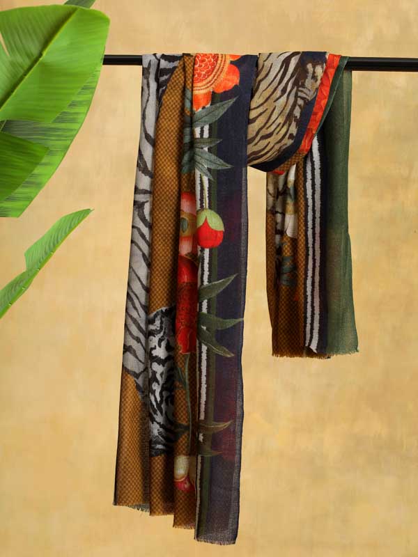 Roaring Tigress Merino Wool Stole - Sudan Brown