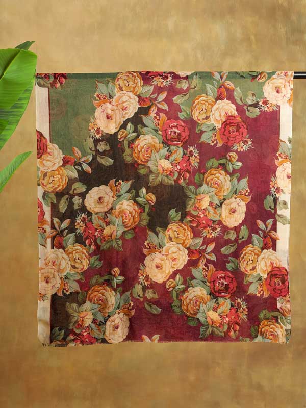 Sweet Serenity Merino Print Stole - Maroon Guava