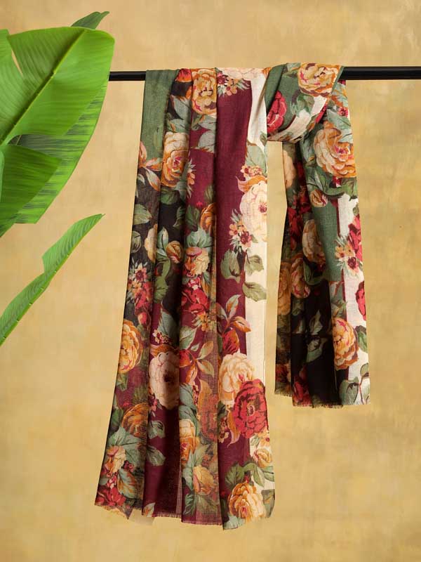 Sweet Serenity Merino Print Stole - Maroon Guava