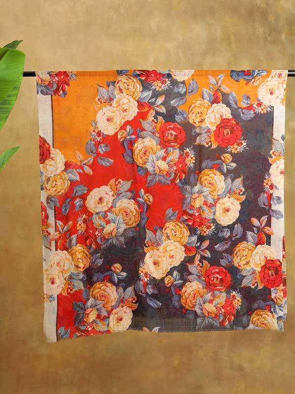 Sweet Serenity Merino Print Stole - Navy, Pineapple