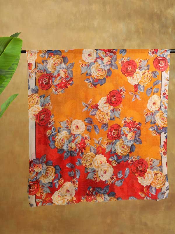 Sweet Serenity Merino Print Stole - Navy, Pineapple