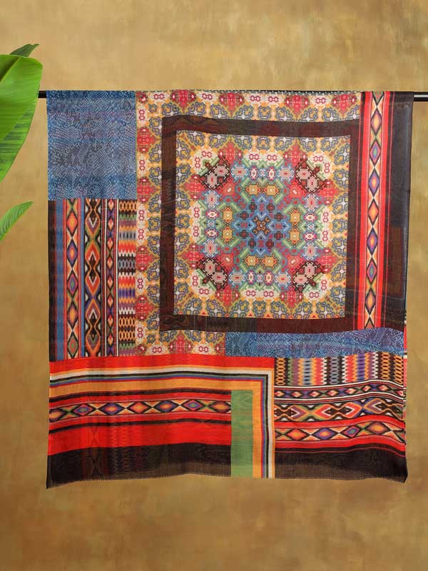 Tribal Geometry Merino Print Stole - Mexicana Multi