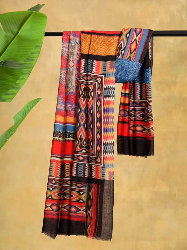 Tribal Geometry Merino Print Stole - Mexicana Multi