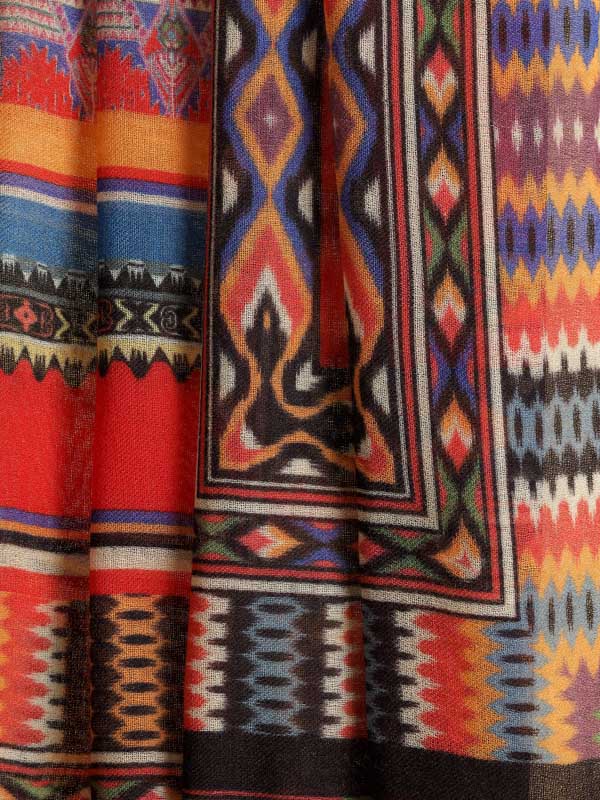 Tribal Geometry Merino Print Stole - Mexicana Multi