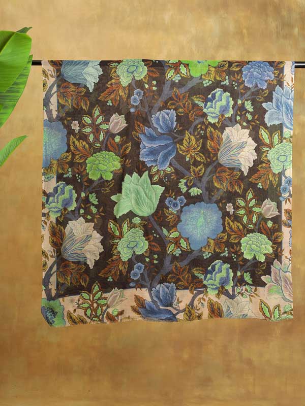 Nature's Symphony Wool Stole - Navy, Sand