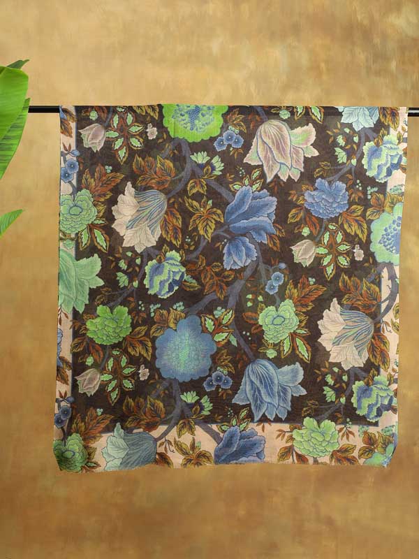 Nature's Symphony Wool Stole - Navy, Sand