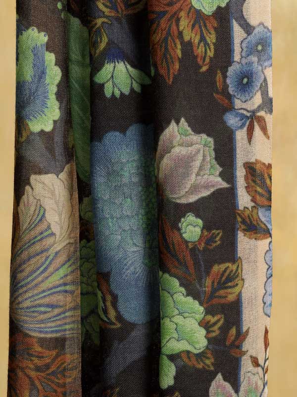 Nature's Symphony Wool Stole - Navy, Sand