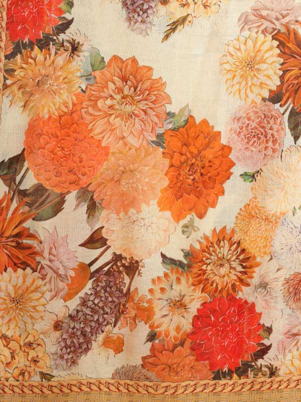 Petal Poetry Wool Scarf - Pristine Fawn