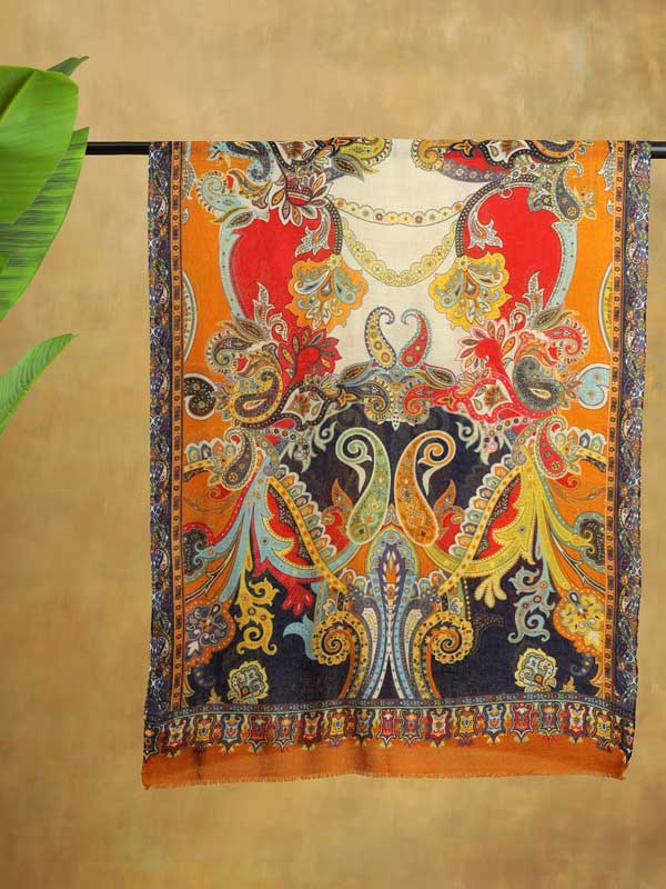 Sunheri Paisley Merino Wool Stole - Madagascar Multi