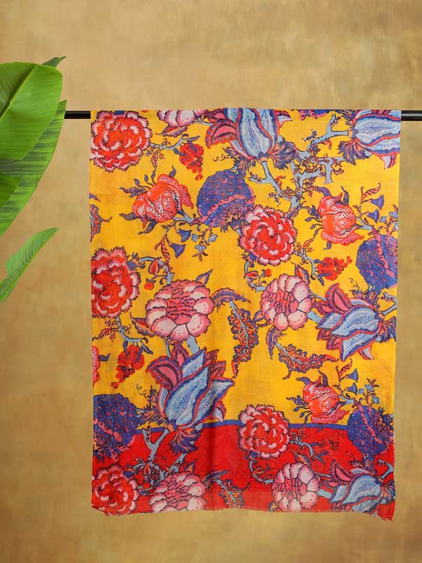 Inflorescence Merino Wool Scarf - Saffron Yellow