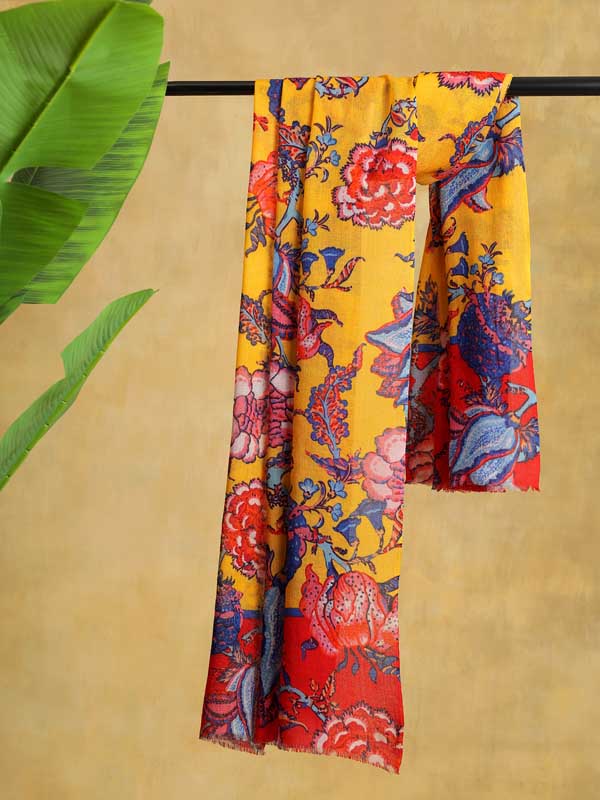 Inflorescence Merino Wool Scarf - Saffron Yellow