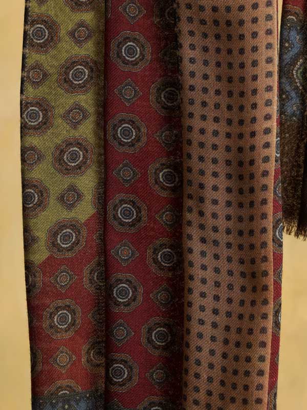 Mens Classic Pure Wool Stole - Khaki Red