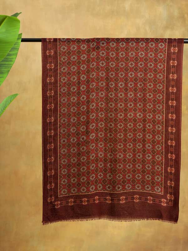 Mens Classic Pure Wool Stole - Deep Red