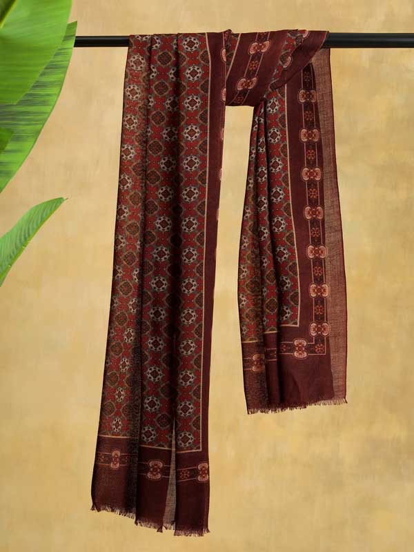 Mens Classic Pure Wool Stole - Deep Red