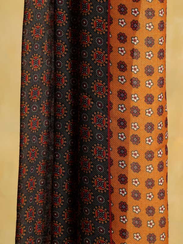 Mini Motifs Merino Wool Twill Mens Scarf - Sport Orange