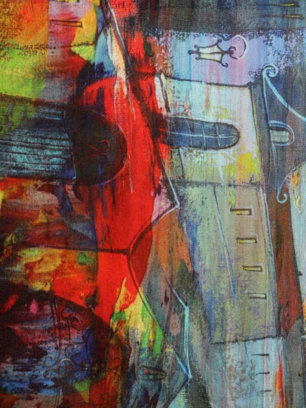 Glass Painting Art Wool Scarf - Montana Multi