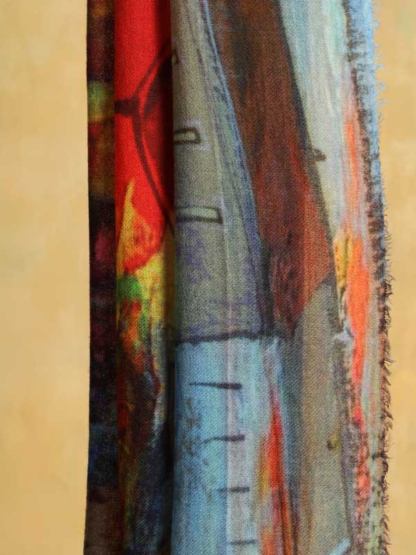 Glass Painting Art Wool Scarf - Montana Multi
