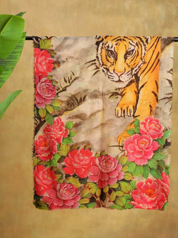 Eye of the Tiger Merino Wool Stole - Floral Multi