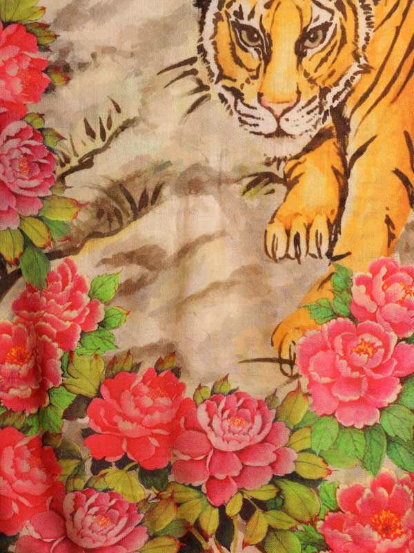 Eye of the Tiger Merino Wool Stole - Floral Multi