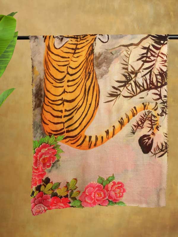 Eye of the Tiger Merino Wool Stole - Floral Multi