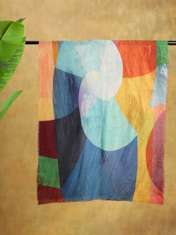 Kaleidoscope on Twill Merino Wool Scarf - Marble Multi