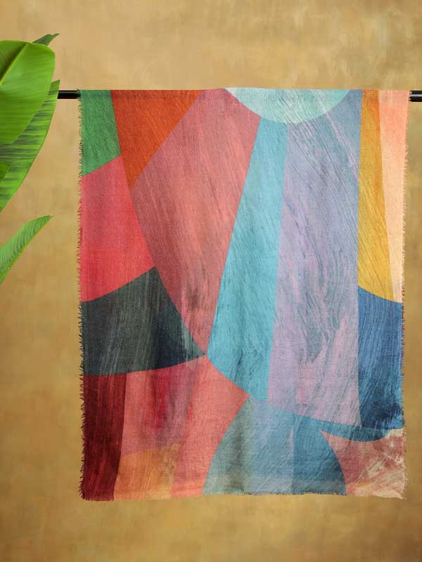 Kaleidoscope on Twill Merino Wool Scarf - Marble Multi