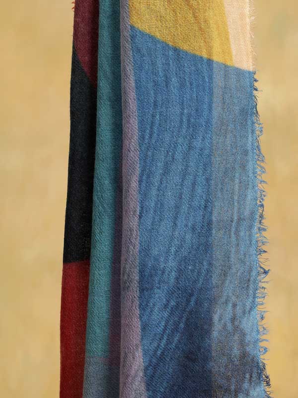 Kaleidoscope on Twill Merino Wool Scarf - Marble Multi