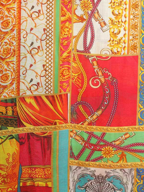 Athena Merino Wool Twill Scarf - Crimson, Ivory