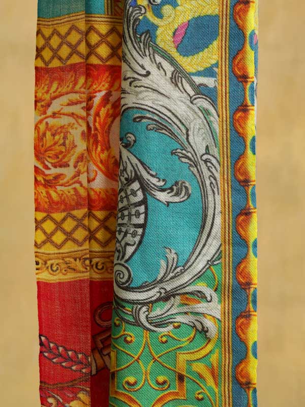 Athena Merino Wool Twill Scarf - Crimson, Ivory