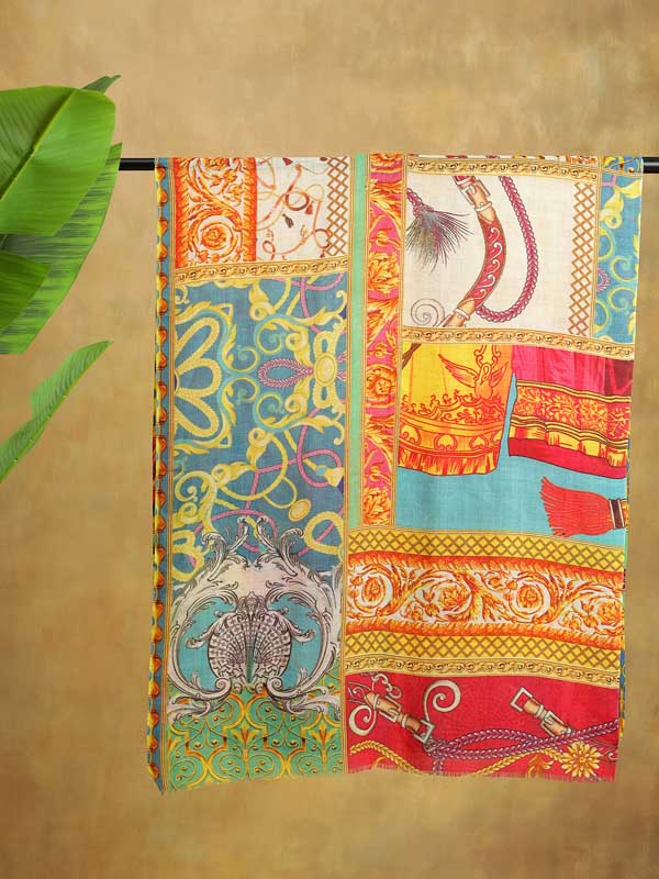 Athena Merino Wool Twill Scarf - Crimson, Ivory