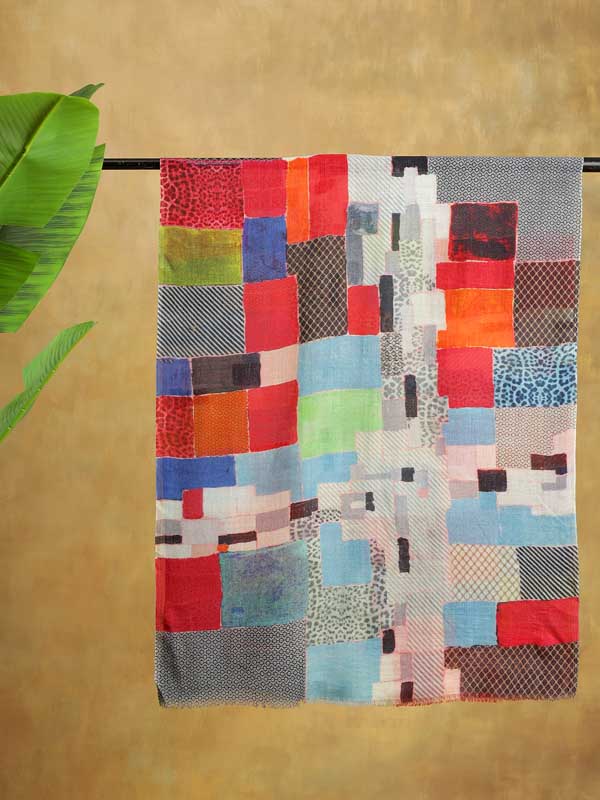 Tetris Blocks Merino Wool Scarf - Graphic Multi