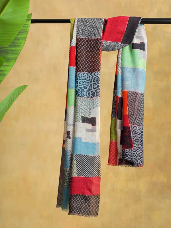 Tetris Blocks Merino Wool Scarf - Graphic Multi