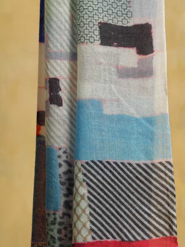 Tetris Blocks Merino Wool Scarf - Graphic Multi