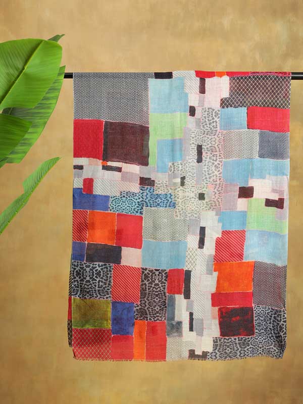 Tetris Blocks Merino Wool Scarf - Graphic Multi