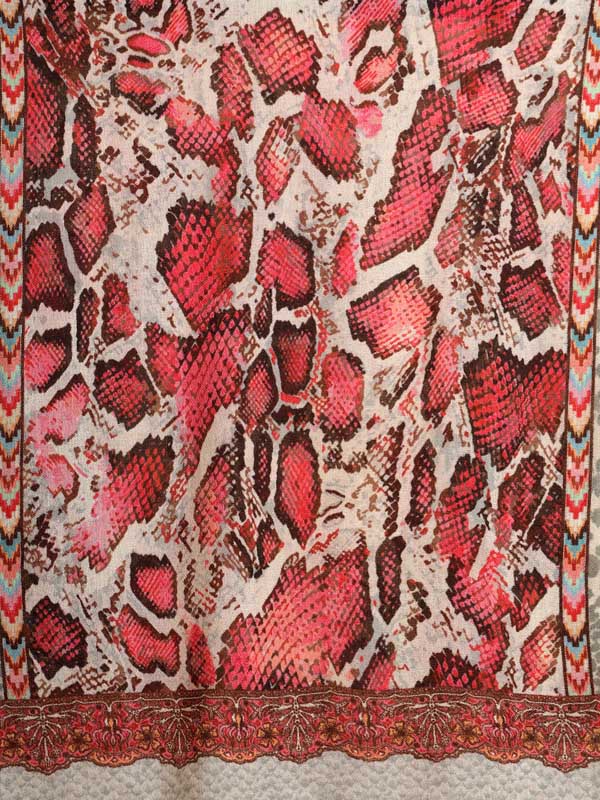 Reptile Reflections Wool Twill Scarf - Reno Red