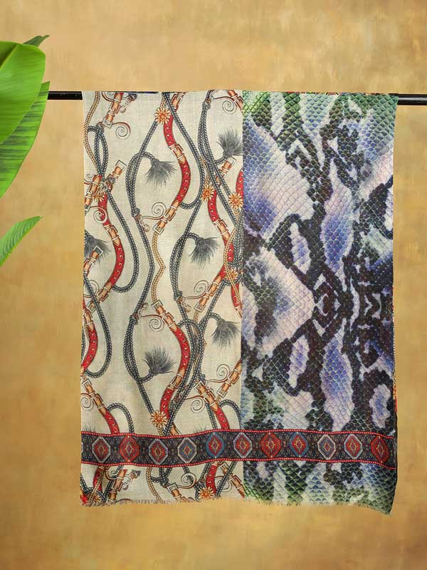 Four in One Patch Wool Scarf - Fantasy Multi