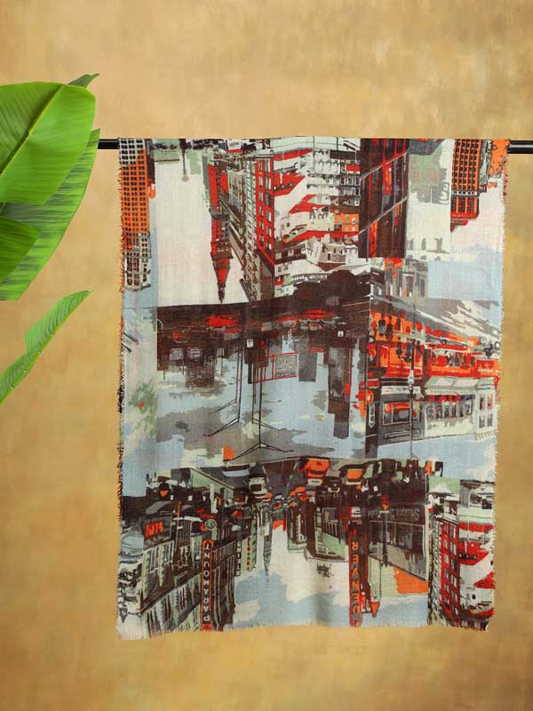 City Dreams Wool Twill Scarf - Cloudy Orange