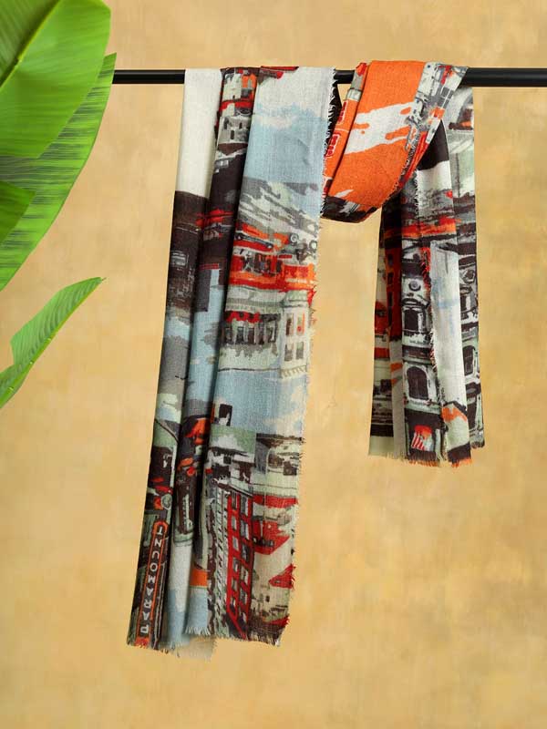 City Dreams Wool Twill Scarf - Cloudy Orange